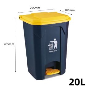 Heavy Duty Plastic Trash Bin 20L 30L 50L 80L 100L with Step Foot Pedal Kitchen Garbage Trash Can Res