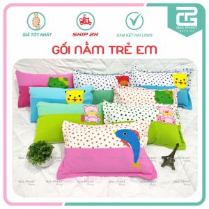 Gối nằm trẻ em vải Cotton KARA ruột bông gòn 27 x 45cm.