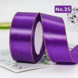 ริบบิ้นผ้าซาตินขอบทอง สำหรับห่อของหวัญ ทำโบว์ งานDIY หน้ากว้าง 4.0 cm. หรือ 1.5 นิ้ว ยาว 22 เมตร มีให้เลือกมากกว่า 10 สี วัสดุงานฝีมือ สินค้าพร้อมส่ง