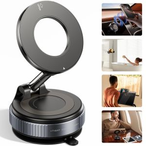 ANVORO 2025New 360 Rotation Vacuum Suction Cup Phone Holder Foldable Magnetic Car Phone Mount for Car/Gym/Mirror