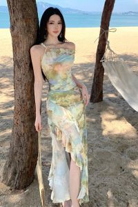 2026 Summer Women French Off‑Shoulder Lace Bodycon Vacation Dress