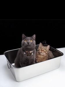 Low Entry Cat Litter Durable Stainless Steel Cat Litter with Low Entry Design Spacious Metal Pan for Pet2026