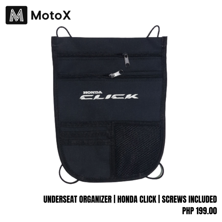 What are the different types of storage on a motorcycle?