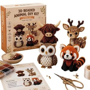 NOBLELYN 4pcs Mini Size 3D Animal Bead Kit Bead Craft Creative Pets Beading Set Farm Sea Animals Animal Crafting Set DIY Activity