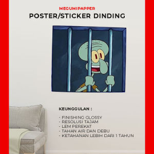 Cetak Sticker Poster Jendela Krusty Krab Rumah Squidward Wajah Spongebob Viral