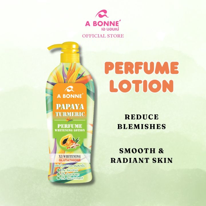 glutathione reconstitution and dosage A BONNE Papaya Turmeric Perfume Whitening Lotion Arbutin Renew Skin Cell  Brighten & Even Skin Tone Wound Healing Reduce Acne & Scar Lighten Stretch  Marks No Alcohol & Paraben (500ml)