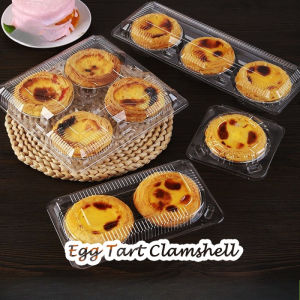 10Pcs Egg Tart Clamshell Packaging 4/6 Holes Disposable Transparent Desserts Egg Tart Box Cupcake Pudding Clamshell Box
