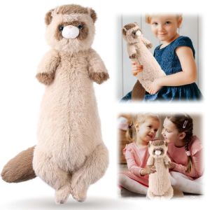 SHEBE668 หมอนอิงโซฟา ของเล่นตุ๊กตาเฟอร์เรต ยาวน่ารัก ตุ๊กตาสัตว์ ตุ๊กตานิงต์สีน้ำตาล ของขวัญสร้างสรรค์ คาวาอี้ ตุ๊กตาเฟอร์เรต นอนบนเตียง