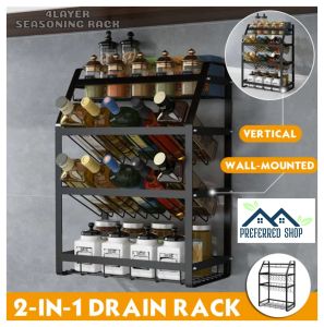PREFERRED SHOP 4 Layer Kitchen Multifunctional Seasoning Rack Sauce Bottles Jars Spice Condiments Shelf Countertop