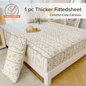Dansunreve Thicken Fittedsheet Cartoon Cute Fitted Bedsheet Bedsheet Queen size Thicker Mattress Protector