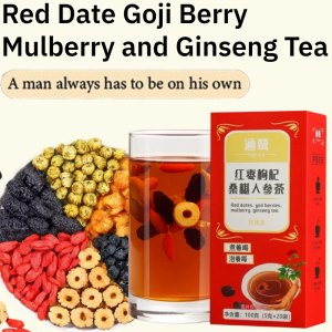 Red Date Goji Berry Mulberry and Ginseng Tea Health Independent Tea Bags Stay Up Late Health Tea Kidney-Nourishing Tea人参枸杞桑葚桂圆红枣茶