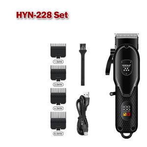 HIENA HYN-228 Professional Electric Hair Clipper Set Rechargeable Strong Power Hair Trimmer With LED Digital Display Cordless Barber Low Noise For Mens Cutter Machine