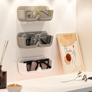 NOBLELYN Wall Mounted Sun-glasses Display Holder Wardrobe Decoration Punch-free Glasses Storage Rack Sunglasses Shelf Home Tidying Sunglass Organizer Desktop Bathroom Bedroom