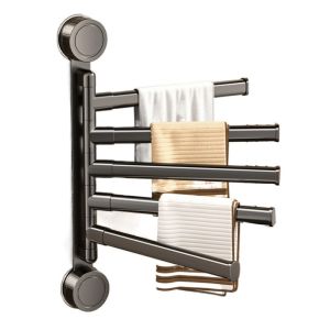 JEHUA Multi-bar Suction Cup Towel Rack Wall-mounted Rotating Swivel Towel Bar Punch-free Large Load Bearing Hanging Towel Holder Kitchen