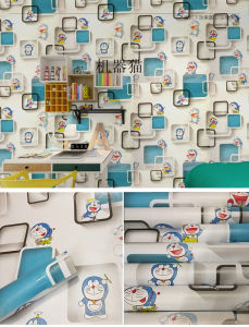 Wallpaper Dinding Kamar Anak Motif Doraemon 3D