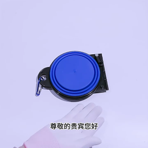 Foldable Dog Bowl With Locking Clip Portable Pet Feeders For Travel Hiking Outdoor Foldable Easy Storage Clip