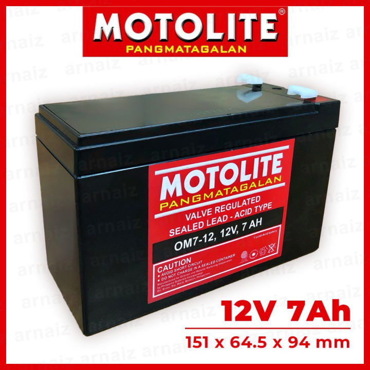 Motolite UPS Battery 12V 7Ah 20hr OM7-12 12 Volts 7 Ampere Rechargeable ...