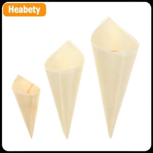 【2-3 days delivery】 50pcs Disposable Wood Appetizer Cones Ice Cream Cone Cups Party Candy Cones