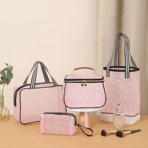 KINTHAZER Square Mesh Handheld Makeup Bag Zipper Lightweight Storage Toiletry Bag Simple Transparent Mesh Cosmetic Bag Ladies