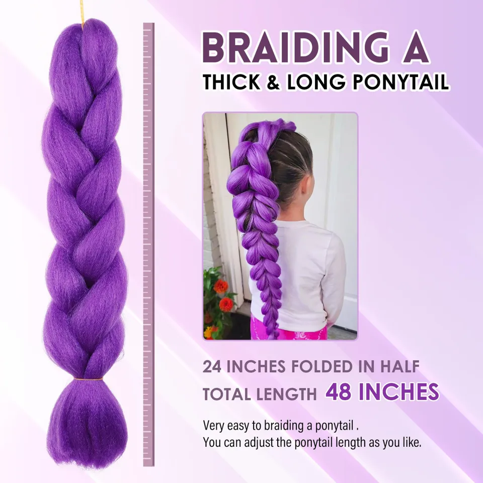 Purple Pink Braiding Hair Pre Stretched 2 Packs Box Braids Hair Extensions 26 - View #7