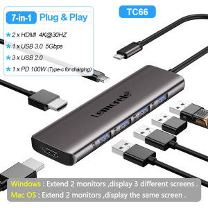 Lemorele Usb C Docking Station Laptop Dock Type C To Dual Hdmi Adapter Usb C Hub Hdmi Splitter
