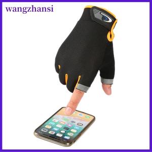wangzhansi ถุงมือตกปลาที่ระบายอากาศได้ดีกันลื่น1คู่ถุงมือตกปลาแบบสองนิ้วทนทานสำหรับกีฬากลางแจ้งถุงมือปั่นจักรยานฟิตเนสปลาคาร์พมิทเทน