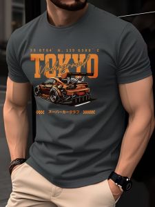 [Local Stock] VCC Summer Mens T-shirt short sleeved racing pattern print slim fit trendy top personalized print fashion daily casual men clothing