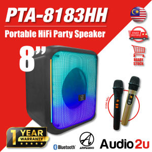 Ampaudio PTA-8183HH HiFi Portable Party Speaker 8" Bluetooth Available With Two Wireless Mic