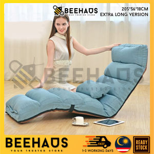 BEEHAUS Extra Long Lazy Chair Adjustable Foldable Washable Comfortable Chair Bed Multifunctional Recliner Chair