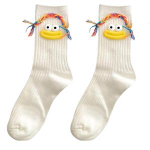 Stylish Funny Cartoon Crew Socks for Parties Or Cosplay Women Teen Cute Large Mouth Braids Ugly Dolls Middle Tube Socks
