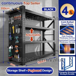 Global Pegboard Heavy-duty Metal Rack Rust-proof Thickened Storage Shelves Multi-layer Storage Rack