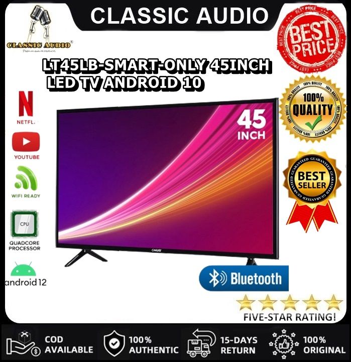 HUG 45 Inches Smart TV Android 10Super Slim High Definition LT45LB ...