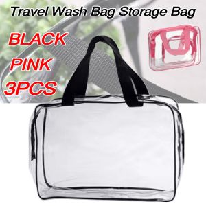3Pcs PVC Plastic Travel Cosmetic Bag Zipper Makeup Toiletry Waterproof Organizer Bag