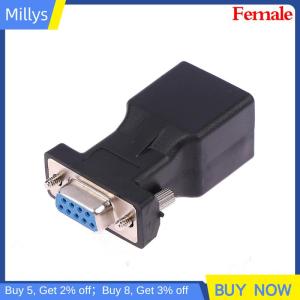 Millys 1Pc DB9 RS232 Male Female To RJ45 Female Adapter COM Port to LAN Ethernet Port Converter