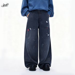 INFLATION brand handmade painted and washed logging pants autumn and winter new products retro faded pure cotton workwear casual pants