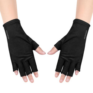 TOPQSC Nail Gloves Anti UV Exposed Finger Sunscreen Lamp Anti radiation Special Nail Tools Anti black Half finger Sleeve Black Blue Red
