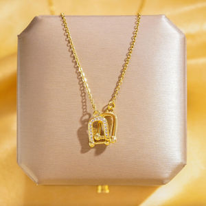 916 gold necklace Horseshoe Double Ring Necklace for women gift.