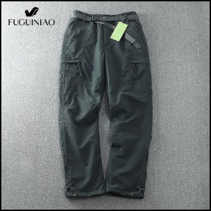 FUGUINIAO Quần Vỏ Mềm Vải Nhung Lông Chống Thấm Nước Chống Gió Quần Yếm Ống Đứng Nhiều Túi Ngoài Trời Cho Nam