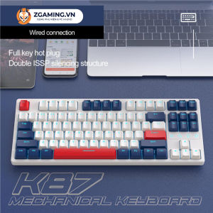 Bàn Phím Cơ Cao Cấp Không Dây Freewolf K87 Có Hot-Swap Nhiều Chế Độ Led Cực Đẹp Red Switch Dùng Được Cho Cả Windows/ MAC OS