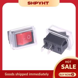 SHPYHT✨ 5Pcs Push Button Mini Switch 2Pin Snap-in On Off Rocker Switch with waterproof cover Black