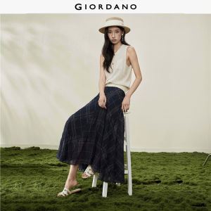 Giordano Women Bubble check elastic waist woven half-skirt - High Quality Free Shipping 18466207