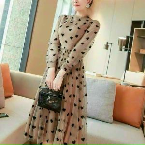 Đầm Xòe Cổ tròn Họa Tiết Bi Kết Nơ Eo - BY4539