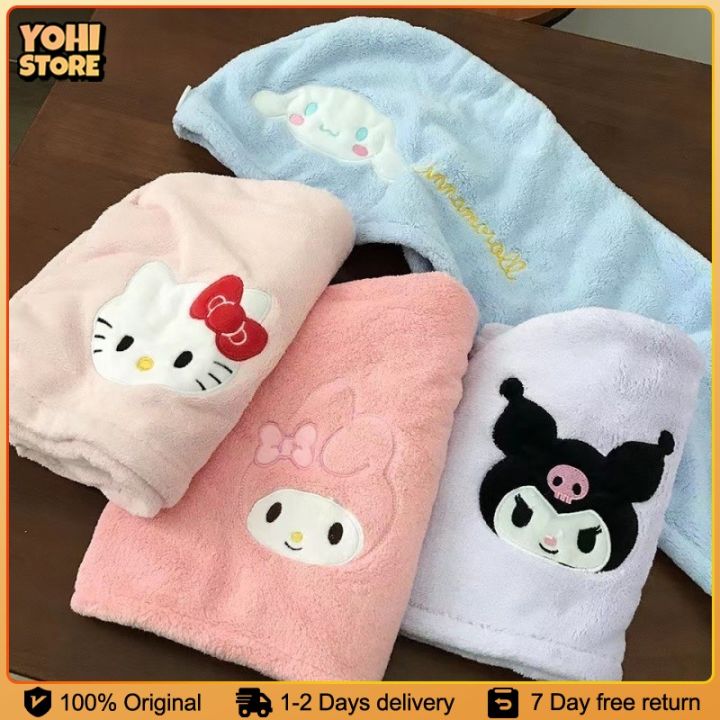 YOHI Sanrio Kuromi Hair Drying Cap cinnamoroll Melody Coral Fleece Absorb Water QuickDrying