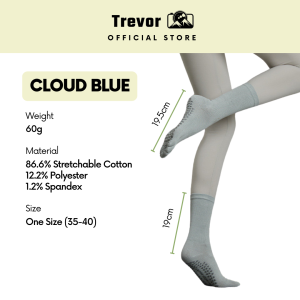 TREVOR Yoga Grip Socks [1 Pair] – Pilates Anti-Slip Soles Five Finger Toe Cotton Mid-Tube Stokin Sport Dance 普拉提瑜伽袜