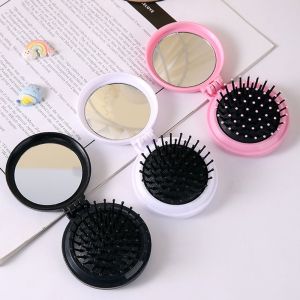 XUNXUAN Women Girl Cute Cartoon Hair Brush Hair Styling Tool Scalp Massage Hair Accessories Air Cushion Comb Hair Comb with Mirror Massage Comb Folding  Comb