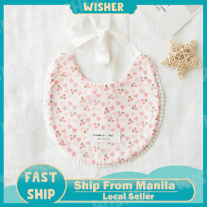 Cotton floral childrens drooling towel newborn baby bibs baby tethered bibs infant complementary towel