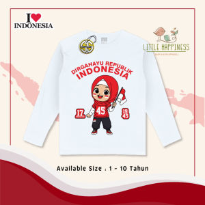 [LIMITED EDITION] KAOS LENGAN PANJANG KEMERDEKAAN Usia 3-10 Tahun / KAOS ANAK AGUSTUSAN MUSLIM HIJAB