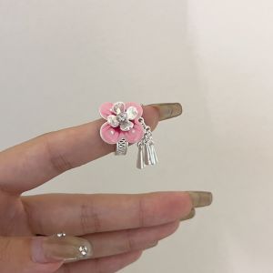 JEWELS1 White Iris Flower Drip Oil Flower Ring Sweet Butterfly Orchid French Irregular Ring Temperament Ins Style Enamel Finger Ring Women