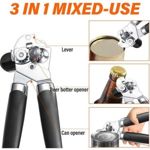 Can Opener Manual with Smooth Edge Steel Bottle Opener Tin Opener Stainless Steel Kitchen Tool