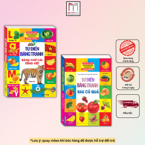 Combo 2c Từ điển bằng tranh Rau củ quả & Bảng chữ cái tiếng việt (bìa cứng)